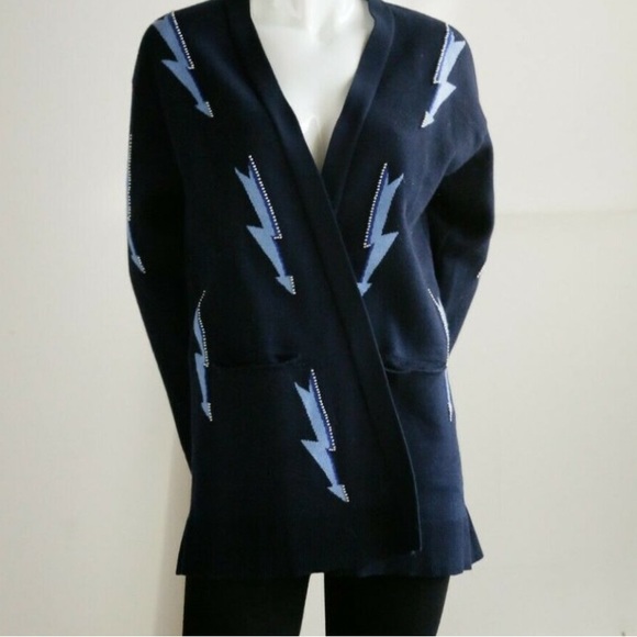 Sandro Paris Juste Lighting Bolt beaded Cardigan - Picture 2 of 4